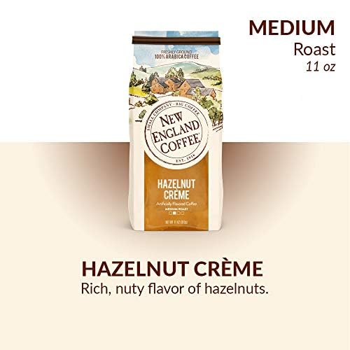 New England Coffee Hazelnut Creme Medium Roast Ground Coffee, 11oz Bag (Pack of 3)