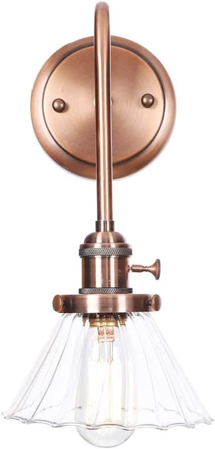 Wall Lamps, Nordic Creative Iron Sconce Lighting with Switch, Clear Glass Lampshade Metal Wall Lights for Bedroom Living Room(Color:A)