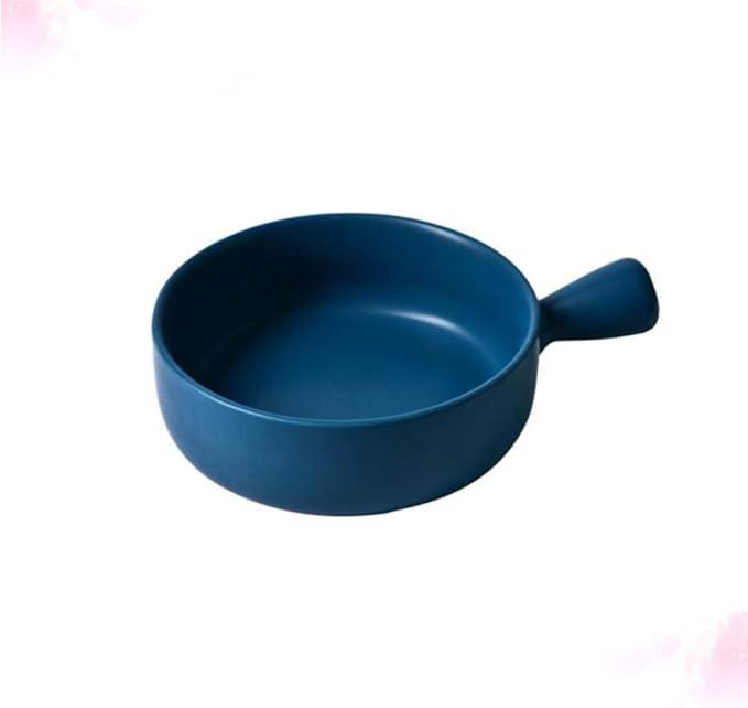 CALLARON Round Ceramics Baking Plate Handle Practical Kitchen Tray for Fruit Salad and Baking Easy to Clean for Home and Bakery Use
