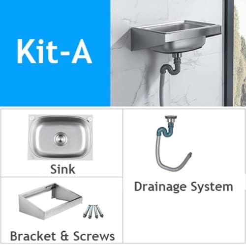 Stainless Steel Wall Mount Hand Sink - Commercial Hand Washing Basin for Restaurant, Kitchen and Home - with Bracket,Kita-68x44cm
