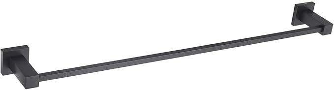 KIBI Cube 24 Inch Bathroom Towel Bar | Wall Mounted Solid Brass Towel Hanger with Corrosion-Resistant Finish | Sleek and Durable Towel Holder for Bathroom Organization (Matte Black, KBA1504)