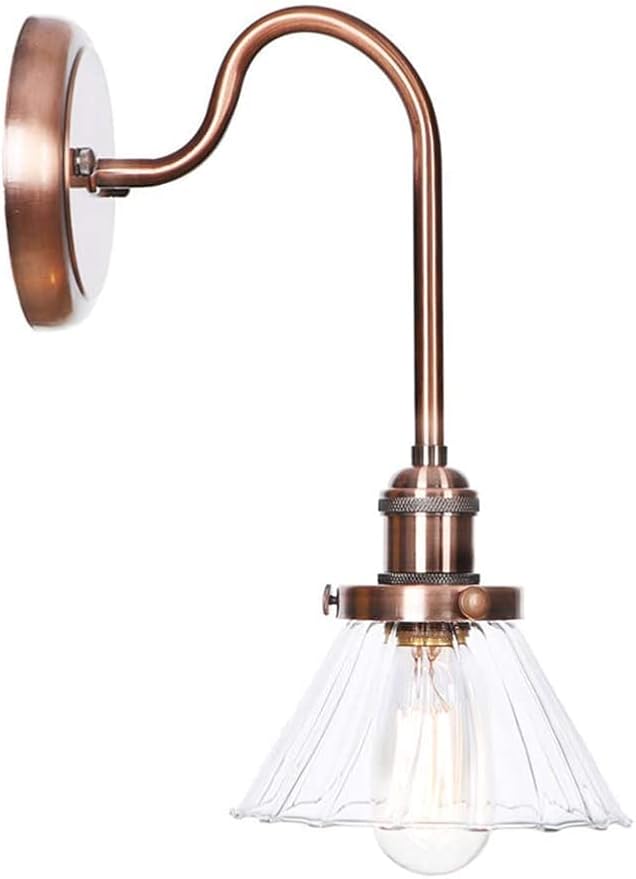 Wall Lamps, Nordic Creative Iron Sconce Lighting with Switch, Clear Glass Lampshade Metal Wall Lights for Bedroom Living Room(Color:A)
