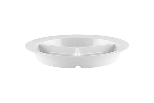 G.E.T. CP-532-W-EC Heavy-Duty 3 Compartment Plastic Divided Compartment Plates, Deep Sided, 11", White (Set of 4)