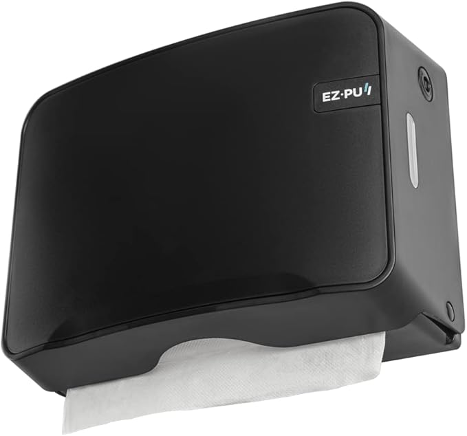 EZbrnd Wall Mount MULTIFOLD Paper Towel Dispenser for Kitchen/Bathroom/Office/RV/Airbnb, Black, 3200B-EZ