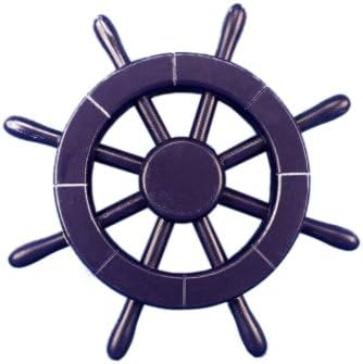 Hampton Nautical Dark Blue Ship Wheel, 12"