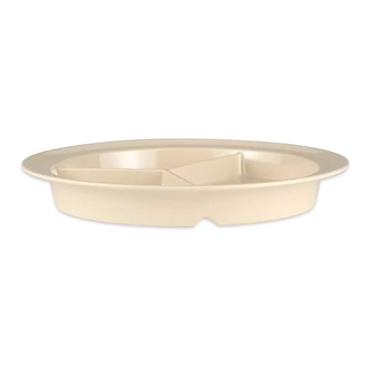 G.E.T. CP-530-T Tan 9" 3-Compartment Plate, Break Resistant Dishwasher Safe Melamine Plastic, Supermel Collection (Pack of 12)
