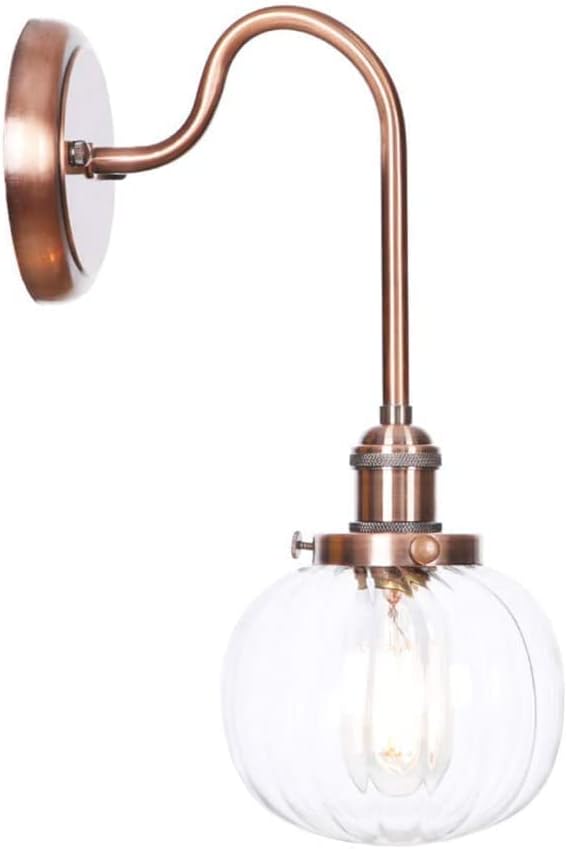 Wall Lamps, Nordic Creative Iron Sconce Lighting with Switch, Clear Glass Lampshade Metal Wall Lights for Bedroom Living Room(Color:E)
