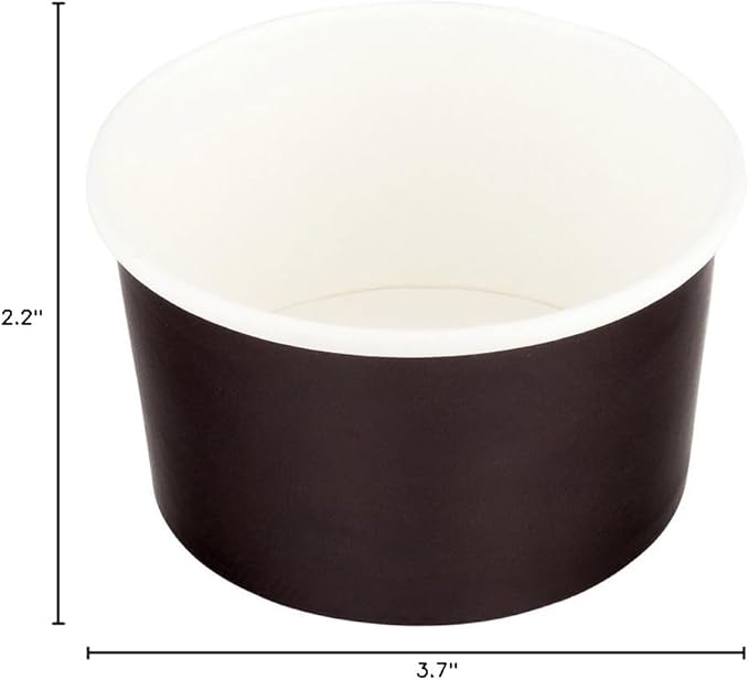 Coppetta 8-Ounce Dessert Cups, 50 Disposable Ice Cream Cups - Lids Sold Separately, Sturdy, Black Paper Frozen Yogurt Bowls, For Hot And Cold Foods, Perfect For Gelato Or Mousse - Restaurantware