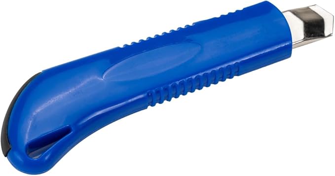 Handy Tek 6.5 Inch Utility Knives, 4 Anti-Slip Box Knives - Heavy Duty, Retractable, Blue Plastic Box Cutters, Built-In Lock, Sharp Blade - Restaurantware