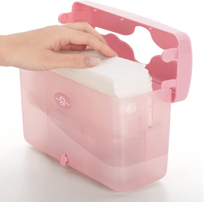 EZbrnd Countertop SLIMFOLD Hand Towel Dispenser for Kitchen/Bathroom/Office/RV/Airbnb, Guest Towel Holder, Pink
