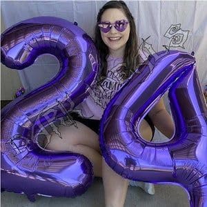 Balloons 14 Numbers, Large 14th Purple Birthday Decorations for 1 4 14 41, 40 Inch Foil Balloon for Wedding Engagement Photo Shoot Memorial Day's Supplies