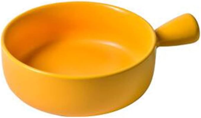 CALLARON Stoneware Plate Round Baking Dish Yellow Salad Plate Oven Safe Kitchen Supplies Easy to Clean