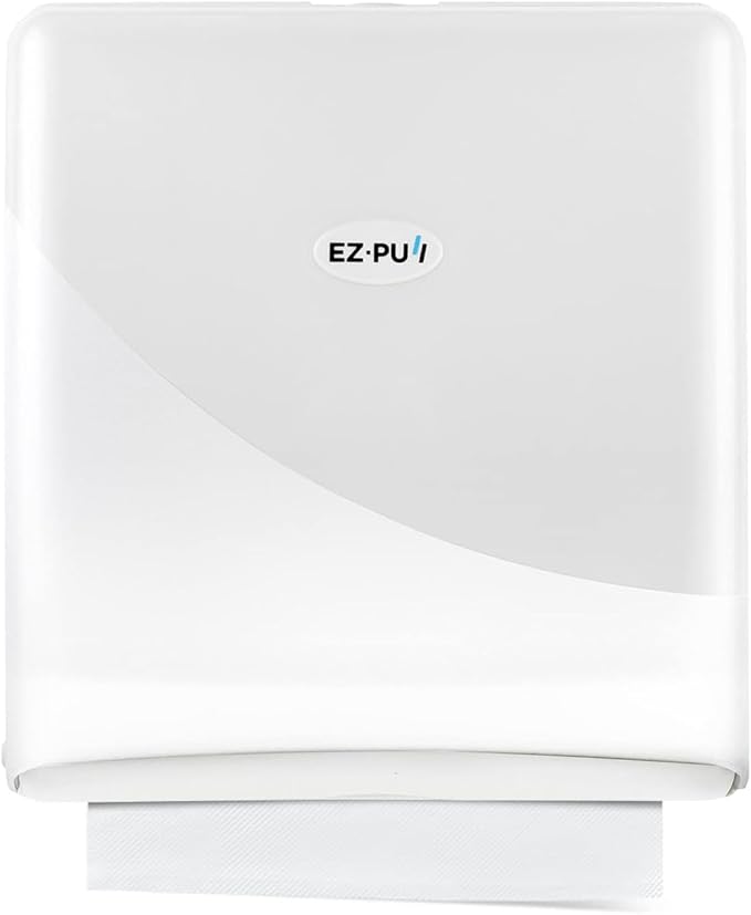 EZbrnd Wall Mount SLIMFOLD Hand Towel Dispenser for Kitchen/Washroom/Office/RV/Airbnb, Pearl White, 3210-EZ