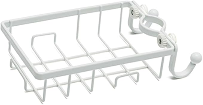 Faucet Storage Rack with Rust-resistant Plastic and Iron Wire Sponge Holder for Kitchen Sink Dishcloth Organizer with Hooks Easy Installation Without Drilling White