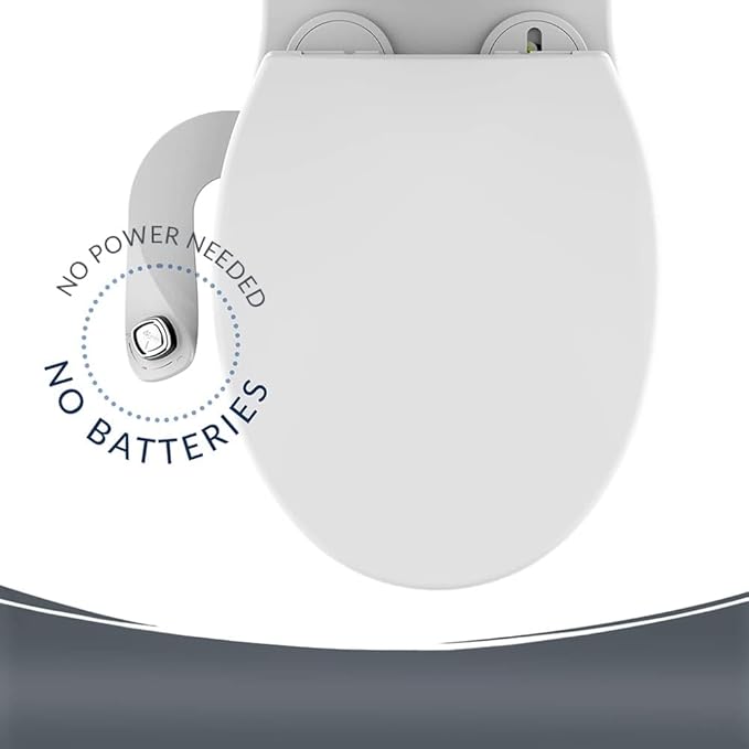 Mayfair Cassel Bidet Bundle, Slow-Close Never Loosen Toilet Seat with Perfect Fit, Fresh Water Spray, Non-Electric, Easy to Install Bidet, ROUND, White