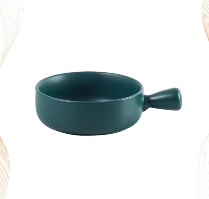 Fruit Plate Round Ceramics Baking Plate Household Handle Baking Tray Salad Plate Kitchen Supplies