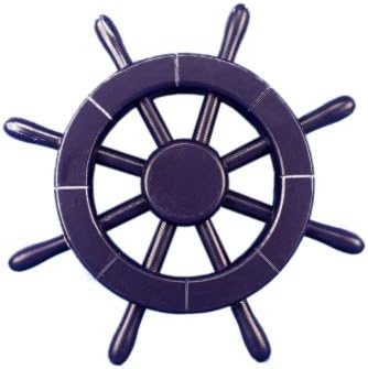 Hampton Nautical Dark Blue Ship Wheel, 12"