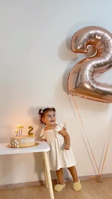 2 Numbers Balloon 40 Inch Rose Gold Two Balloon Number Birthday Decor, 2nd 12 21st Party Celebration Decorations Graduations Wedding Baby Shower