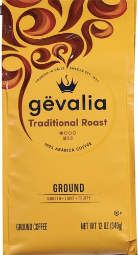 Gevalia Traditional Roast Mild Light Roast Ground Coffee, 12 oz Bag (Pack of 6)