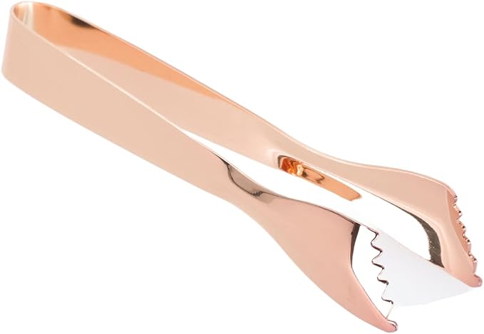 Ice Tongs Food Grade Thicken Stainless Steel Prevents Slipping Sugar Food Tweezers for Home Kitchen Bar Mirror Ice Bucket Party Coffee Bar (Copper Plated)