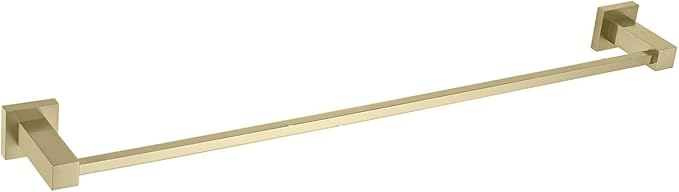 KIBI Cube 24 Inch Bathroom Towel Bar | Wall Mounted Solid Brass Towel Hanger with Corrosion-Resistant Finish | Sleek and Durable Towel Holder for Bathroom Organization (Brushed Gold, KBA1504)