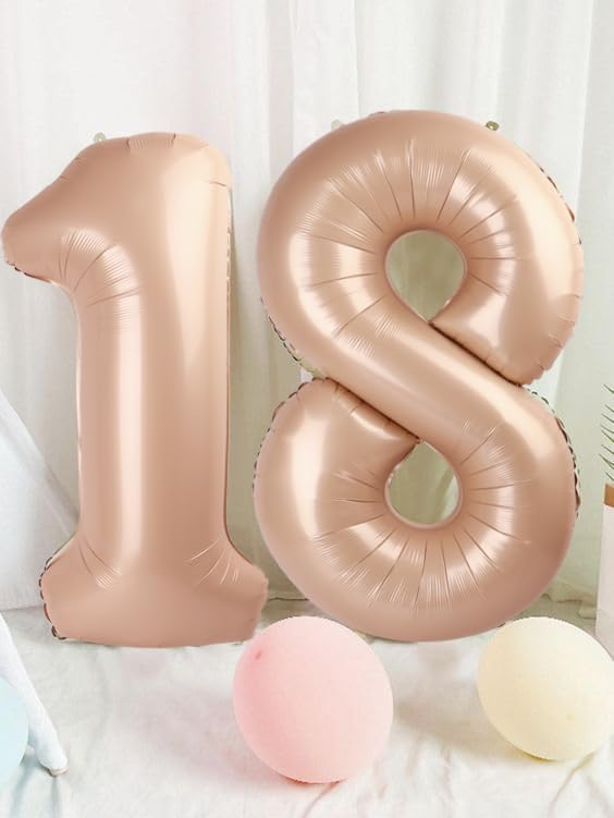 40 Inch Number 8 Balloon, Light Brown 8 18 28 80 Birthday Balloons for Men Boys, 8th Birthday Decorations Party Supplies, Wedding, Graduations