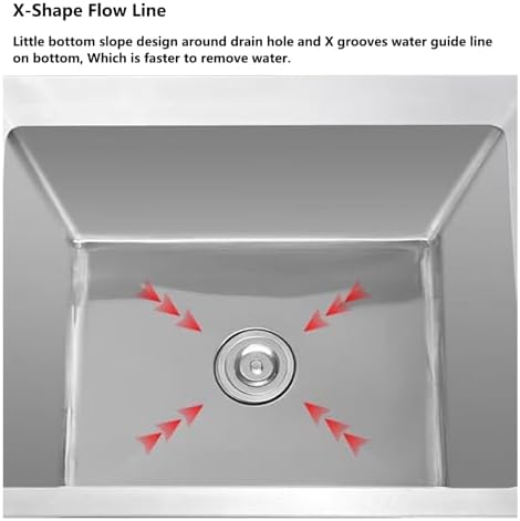 Freestanding Utility Sink,Slop Sinks,Stainless Steel Floor Mount Mop Sink, Commercial Kitchen Sink,Utility Sink Basin for Basements, Garages(100x50x50cm/39.3x19.6x19.6in