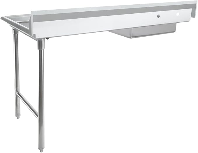 Empura 60" Wide Stainless Steel Soiled Dishtable with Backsplash | Straight Design Right Hand Side Commercial Worktop table for Restaurant Diner Cafeteria Kitchen | 60"W x 30"D x 41.5"H, 16 Gauge, NSF