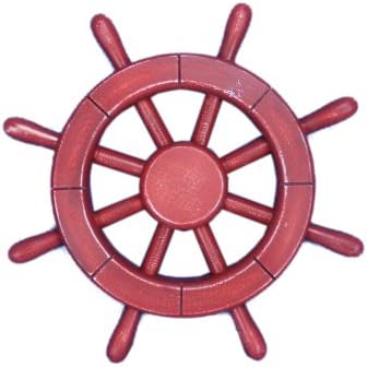 Hampton Nautical Rustic All Red Ship Wheel, 12"