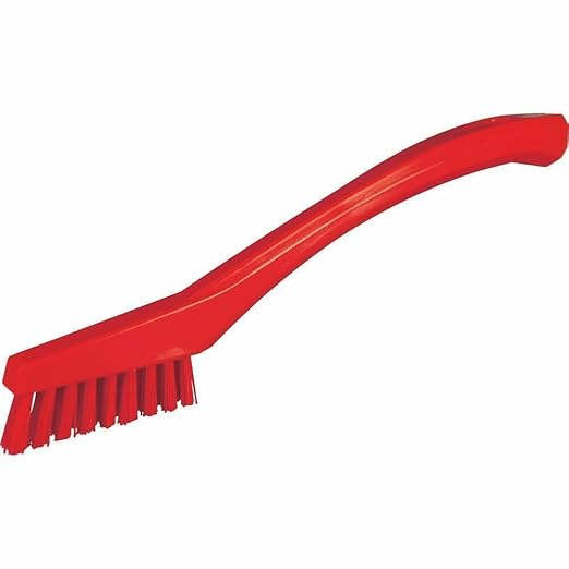 Vikan - 44014 Detail Brush, Multifunctional, Slip-Resistant Cleaning Tool, Extra Stiff Polypropylene & Polyester Bristle, 8 Inch, Red