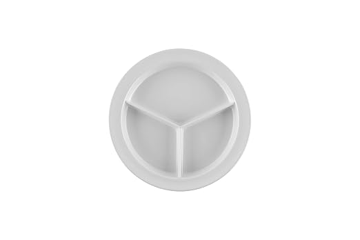 G.E.T. ?CP-530-W-EC Heavy-Duty 3 Compartment Plastic Divided Compartment Plates, Deep Sided, 9", White (Set of 4)