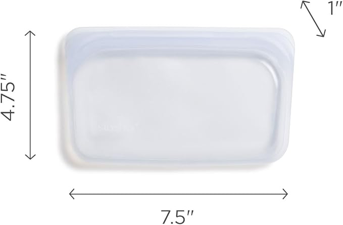 Stasher Silicone Reusable Storage Bag, Snack Bag, Reusable Freezer Bags, Microwave, Dishwasher, Oven Safe, Sous Vide, Premium Lunch Container, Eco Friendly, Leak-free, Food Storage Bags, 12 oz, Aqua | Reusable Food Bag