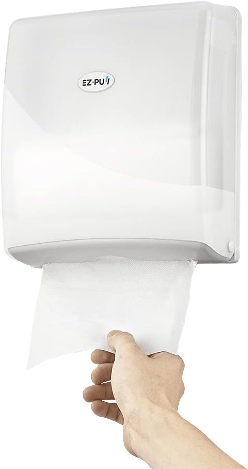 EZbrnd Wall Mount SLIMFOLD Hand Towel Dispenser for Kitchen/Washroom/Office/RV/Airbnb, Pearl White, 3210-EZ