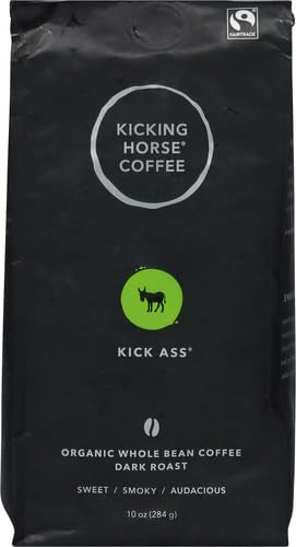 Kicking Horse Coffee, Kick Ass, Dark Roast, Whole Bean, 10 Oz, (Pack of 2)