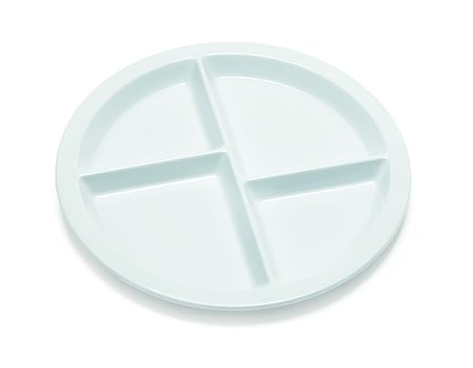 G.E.T. CP-534-W-EC 10" White 4-Compartment Plates, Melamine Break- Resistant and BPA Free, for Indoor and Outdoor Dinnerware by Supermel Collection (Pack of 4)