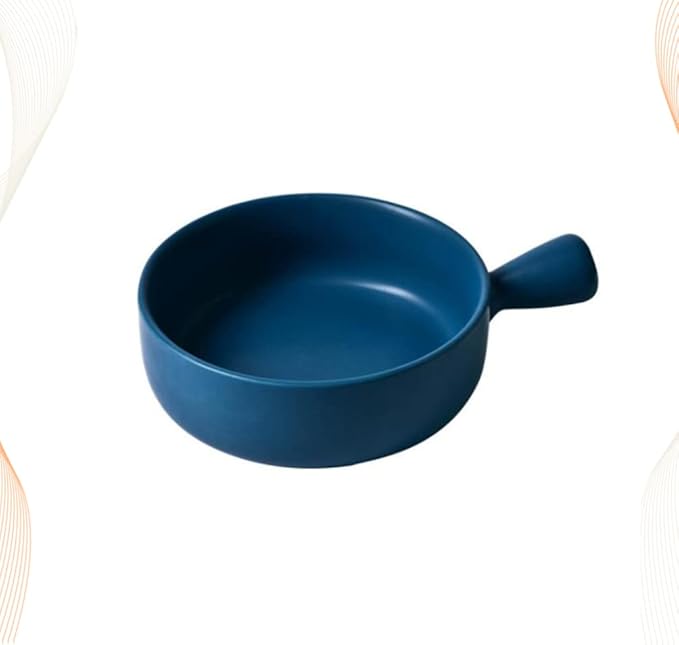 CALLARON Round Ceramics Baking Plate Handle Practical Kitchen Tray for Fruit Salad and Baking Easy to Clean for Home and Bakery Use