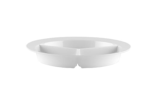 G.E.T. P-1530-W-EC Melamine 3- Compartment Deep Divided Plates, 9", White (Set of 4)