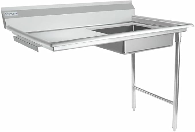 Empura 48" Wide Stainless Steel Soiled Dishtable, Undercounter Right Hand Side Commercial Worktop Table for Restaurant Diner Cafeteria Kitchen, 7.5" Backsplash, 48" W x 30" D x 41.5" H, 16-Gauge, NSF