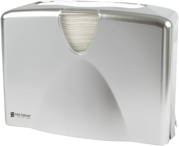 San Jamar Countertop Paper Towel Dispenser Holds Multifold, C-Fold, Or Singlefold Towels for Bathroom, Restaurants, Cafes, Fast Food, Plastic, 9 X 12.25 X 6 Inches, Silver