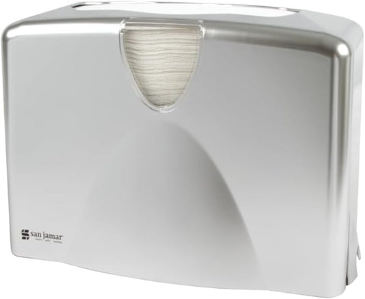 San Jamar Countertop Paper Towel Dispenser Holds Multifold, C-Fold, Or Singlefold Towels for Bathroom, Restaurants, Cafes, Fast Food, Plastic, 9 X 12.25 X 6 Inches, Silver