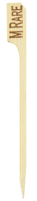 Steak Marker Pick Labels (Medium Rare, Case of 1000), PacknWood - Biodegradable Microwave Friendly Meat Portion Labels (3.54") 210BBMEDRA9