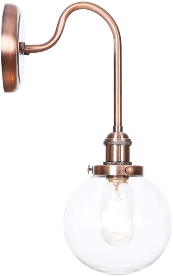 Wall Lamps, Nordic Creative Iron Sconce Lighting with Switch, Clear Glass Lampshade Metal Wall Lights for Bedroom Living Room(Color:D)