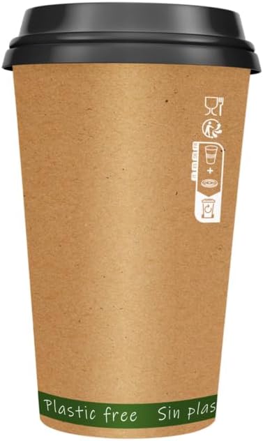 PacknWood ZEN Kraft Paper Cup without Plastic | Eco-Friendly Kraft Paper | Biodegradable Cup | Compostable PaperCup - 16oz (D: 3.5in” H: 5.4in”) - 1000 pcs