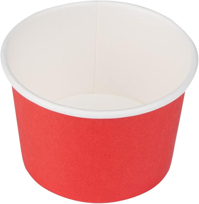 Coppetta 4 Ounce Dessert Cups, 200 Disposable Ice Cream Cups - Lids Sold Separately, Heavy-Duty, Red Paper Frozen Yogurt Bowls, For Hot And Cold Foods, Perfect For Gelato Or Mousse - Restaurantware