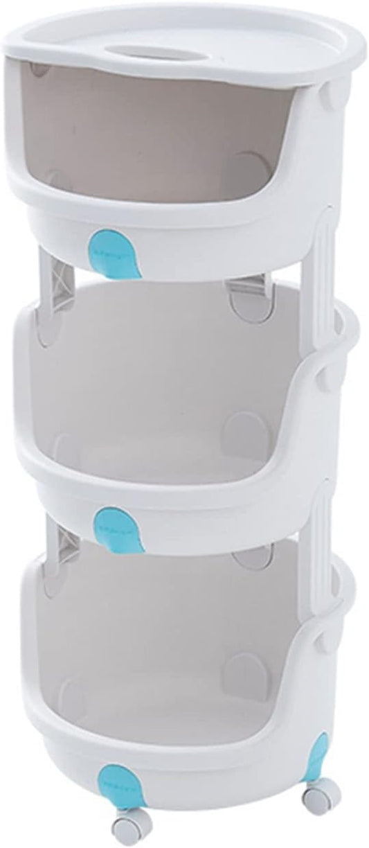 Kitchen Storage Rack Kitchen Plastic Storage Rack Trolley Vegetable Basket Fruit Floor-to-Ceiling Multi-Layer 4-Wheel Rotating Belt Pulley Storage Shelves (Color : 2-Layer) (3 Layer)