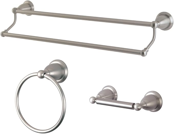 Kingston Brass BAK175348SN Heritage 3-Piece 24-Inch Dual Towel Bar Bathroom Accessory Set in Brushed Nickel