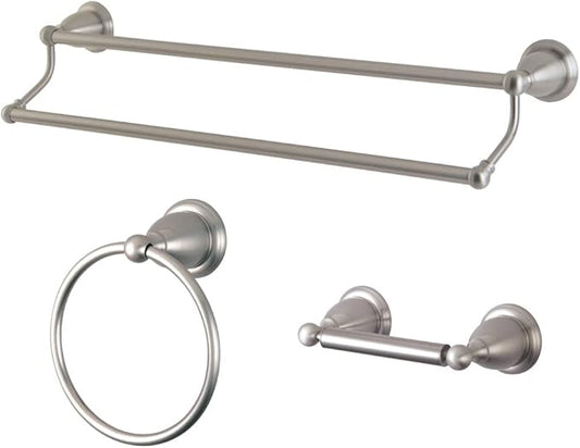 Kingston Brass BAK175348SN Heritage 3-Piece 24-Inch Dual Towel Bar Bathroom Accessory Set in Brushed Nickel