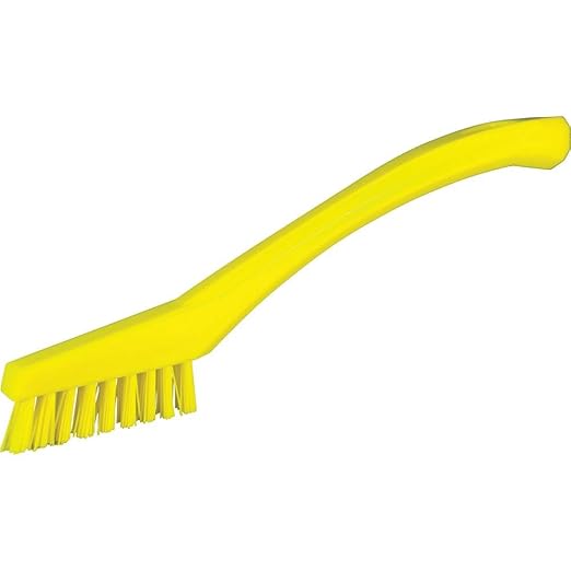 Vikan - 44016 Detail Brush, Multifunctional, Slip-Resistant Cleaning Tool, Extra Stiff Polypropylene & Polyester Bristle, 8 Inch, Yellow