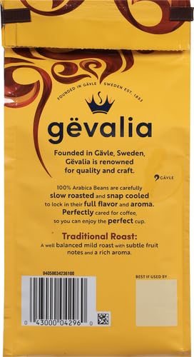 Gevalia Traditional Roast Mild Light Roast Ground Coffee, 12 oz Bag (Pack of 6)
