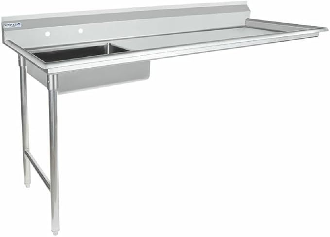 Empura 72" Wide Stainless Steel Soiled Dishtable, Undercounter Left Hand Side Commercial Worktop Table for Restaurant Diner Cafeteria Kitchen, 7.5" Backsplash, 72" W x 30" D x 41.5" H, 16-Gauge, NSF